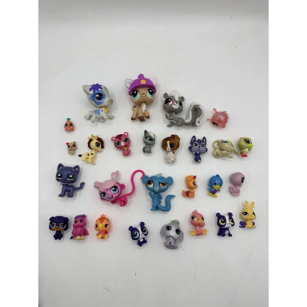 Lot Of 27 Littlest Pet Shop Figures : Mini + Large - Monkey Cat Fish Bird Dog +